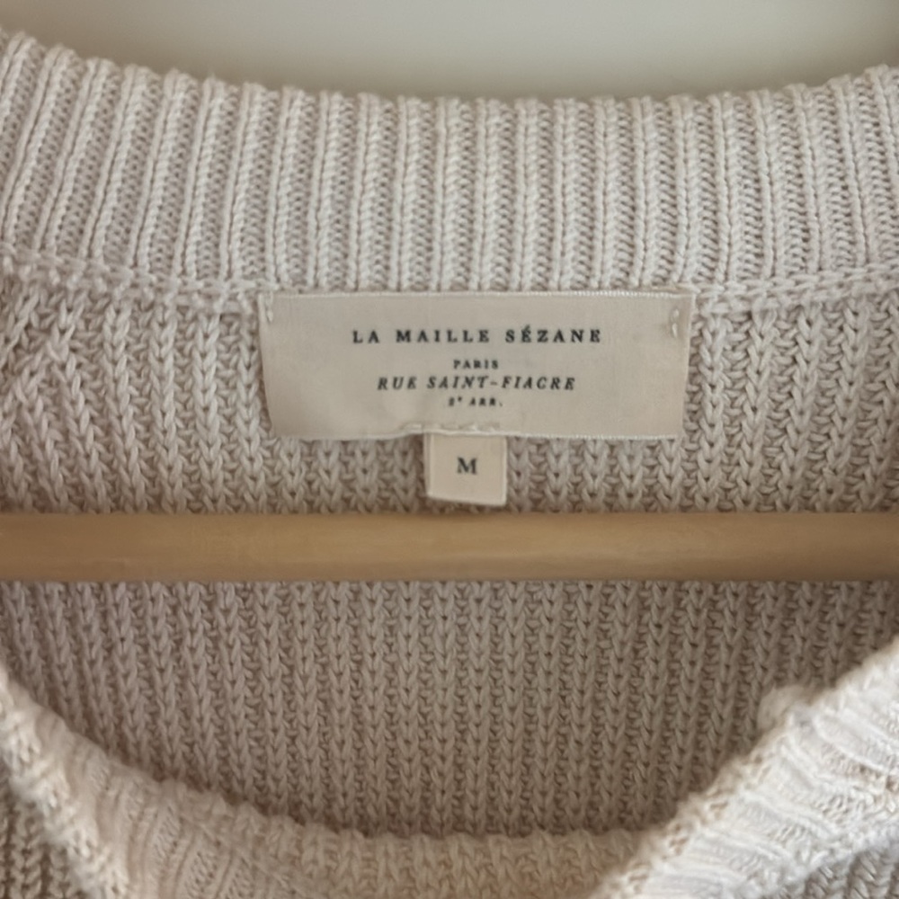 Cream Button-Shoulder Ribbed Sweater - Picture 7 of 9